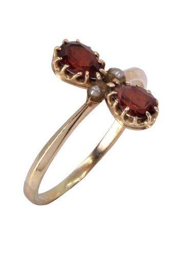 Bague Bague ancienne perles et grenats 58 Facettes 063121