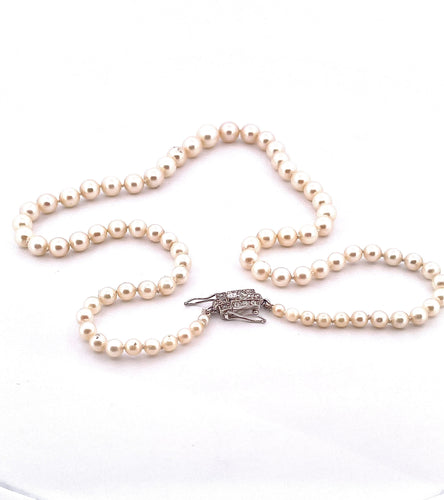 Collier Collier de perles ancien fermoir or et diamants 58 Facettes