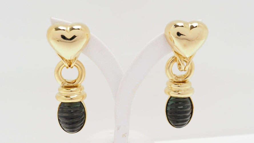 Boucles d'oreilles 4.5cm Boucles d'oreilles en or jaune et tourmalines 58 Facettes 32263