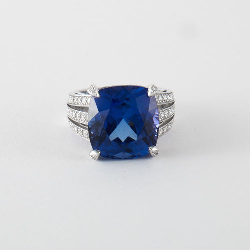 Bague 53 Bague Or Gris Tanzanite & diamants 58 Facettes