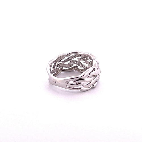 Bague Bague ajourée en or blanc, diamants 58 Facettes