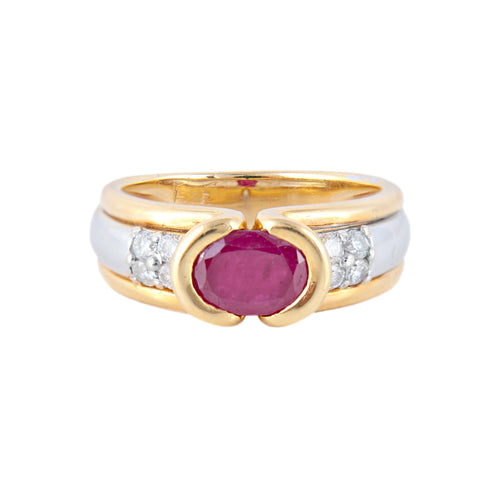 Bague 50 Bague Bicolore Rubis 58 Facettes