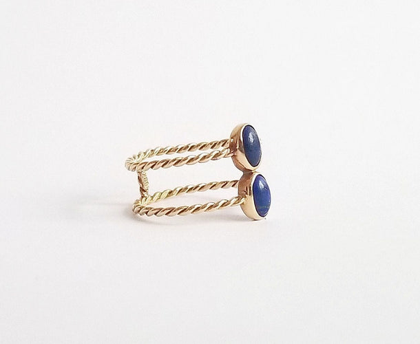 Bague 50.5 Bague Or Jaune et Lapis Lazulli 58 Facettes