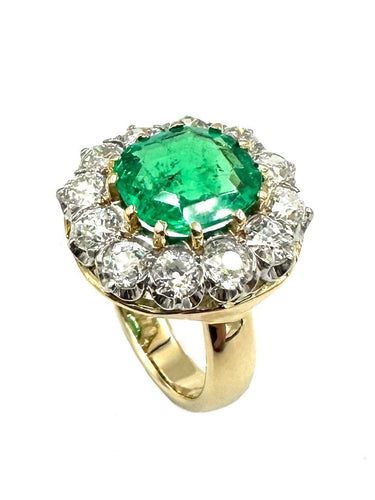 Bague Bague Or Emeraude Diamants 58 Facettes