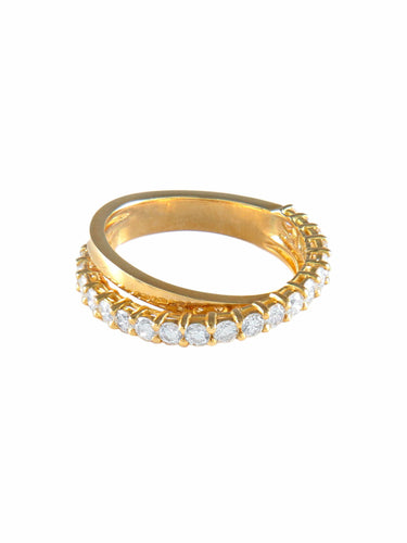 Bague 54 ALLIANCE DEMI TOUR DIAMANTS OR JAUNE 58 Facettes 402 50014