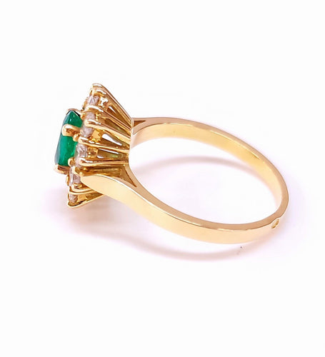 Bague 52.5 Bague marguerite, émeraude et diamants 58 Facettes Fil/Em