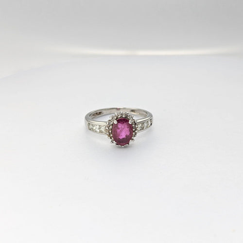 Bague Bague marguerite en or blanc diamants et rubis 58 Facettes 21254