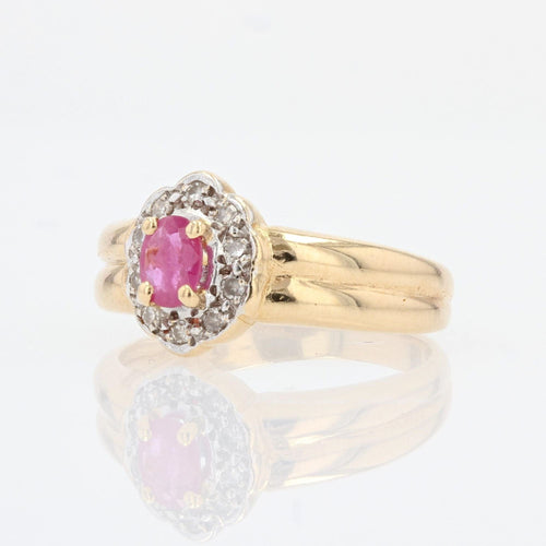 Bague 45 Bague fleur occasion rubis diamants 58 Facettes 21-189A