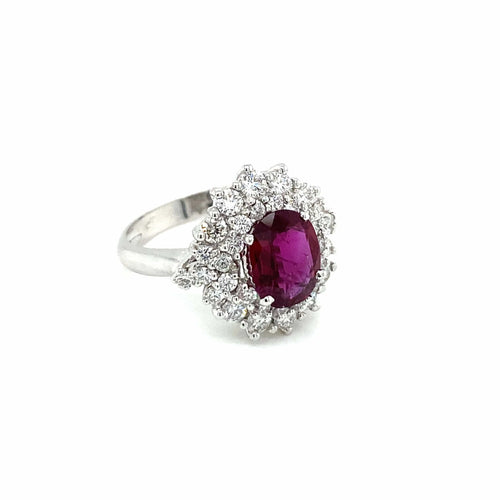 Bague Bague en grappe de diamants rubis de 1,94 carat certifiée par le domaine 58 Facettes