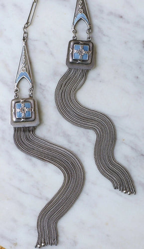 Collier Sautoir cravate argent et émail, Art Déco 58 Facettes