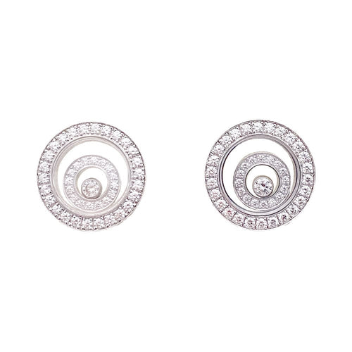 Boucles d'oreilles Boucles d'oreilles Chopard "Happy Spirit" or blanc, diamants. 58 Facettes 33526