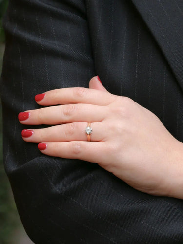 Bague 54 Solitaire Or rose Diamant coussin 58 Facettes J217