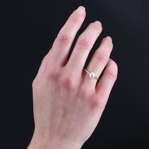 Bague 50 Bague ancienne perle fine diamants 58 Facettes 22-509