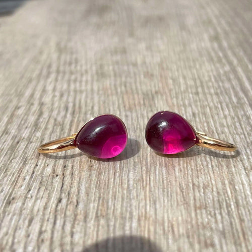 Boucles d'oreilles Dormeuses en or rose, tourmalines roses 58 Facettes 123