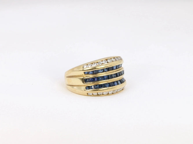 Bague Bague vintage en or, saphirs et diamants 58 Facettes 610