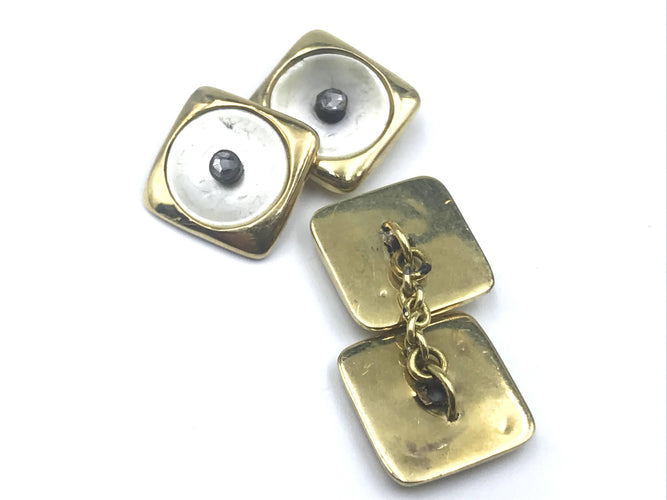 Boutons de manchette Boutons de manchette diamants en nacre 58 Facettes