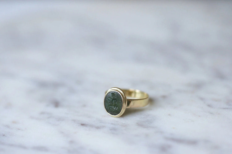 Bague Bague intaille jaspe sanguin sur or 58 Facettes