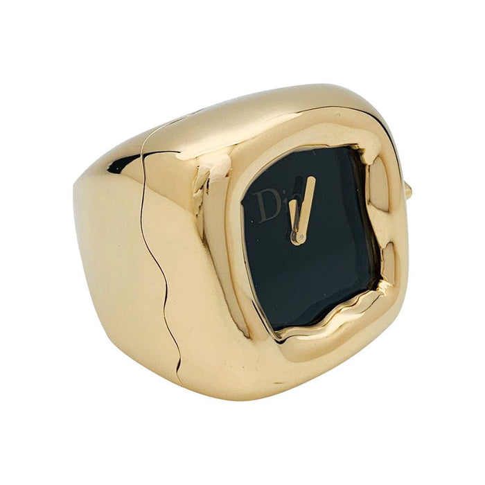 Bague 53 Bague montre Dior, modèle "Nougat", en or jaune et onyx. 58 Facettes 31476