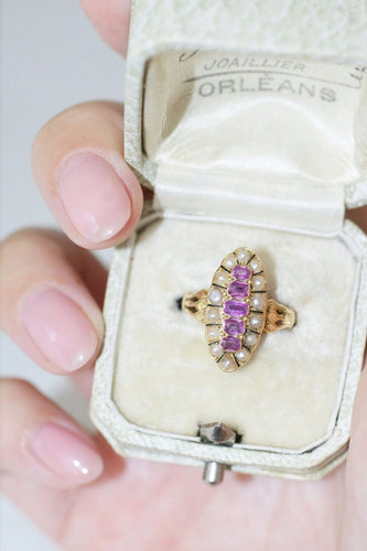 Bague Bague marquise perles et rubis 58 Facettes