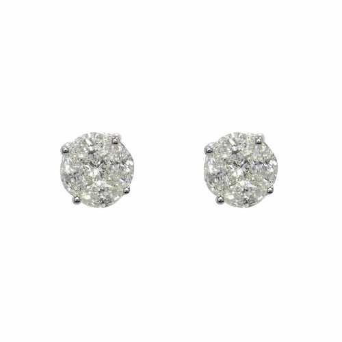 Boucles d'oreilles Puces d'oreilles diamants 1,13 carat et or blanc 58 Facettes 22-173