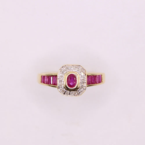 Bague Bague Octogonale Rubis et Diamants 58 Facettes
