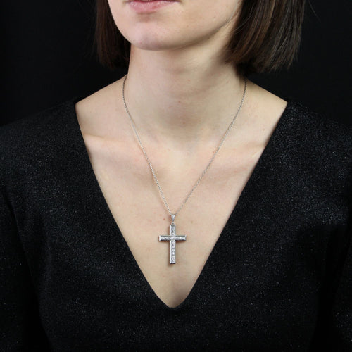 Pendentif Croix en platine et diamants 58 Facettes 22-595