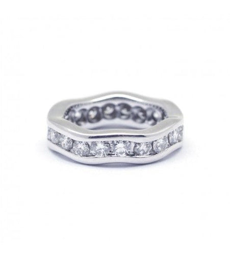 Bague 48 / Blanc/Gris / Or 750 Alliance américaine 20 Diamants 58 Facettes 180225R