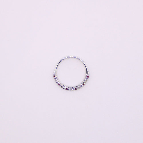 Bague Alliance Demi-tour Rubis et Diamants sertis sur or blanc 58 Facettes