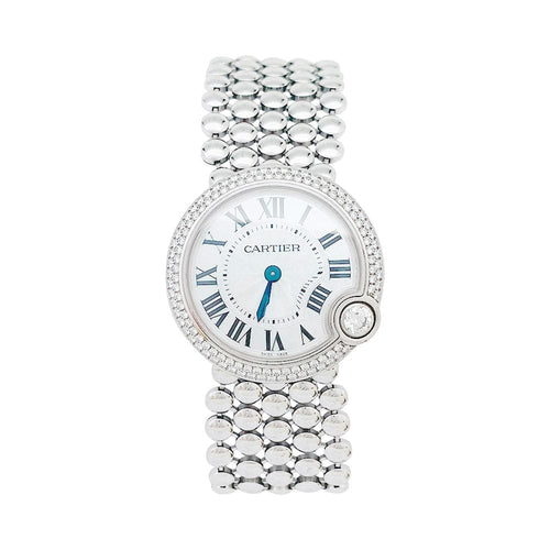Montre Montre Cartier "Ballon Blanc" en or blanc et diamants. 58 Facettes 31118