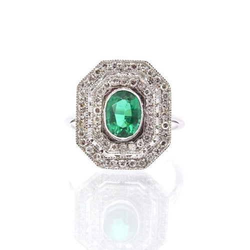 Bague 53 Bague Or blanc Emeraude Diamants 58 Facettes 25338