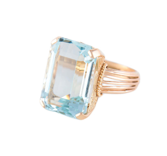 Bague BAGUE "SOUVERAINE" OR JAUNE & AIGUE-MARINE 58 Facettes BO/220116