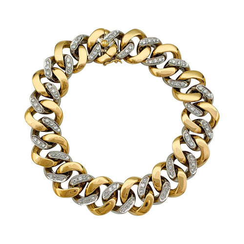 Bracelet Bracelet gourmette Fred or jaune et blanc, diamants. 58 Facettes 31634