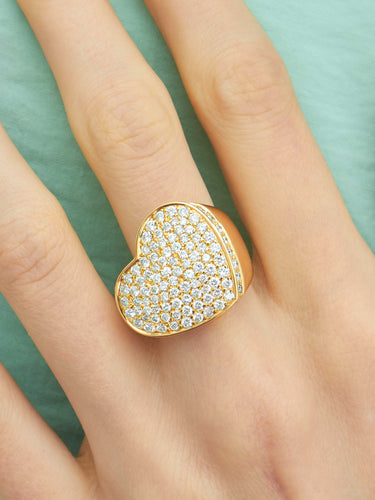 Bague 51 Bague Chevalière Coeur Diamants 58 Facettes