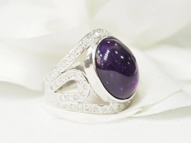 Bague 59 Bague Améthyste Diamants 58 Facettes 28814