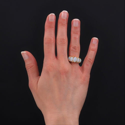 Bague 52 Bague jarretière opales et diamants 58 Facettes 21-135A