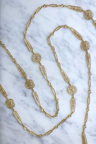 Collier Sautoir chaine ancienne, or jaune 58 Facettes