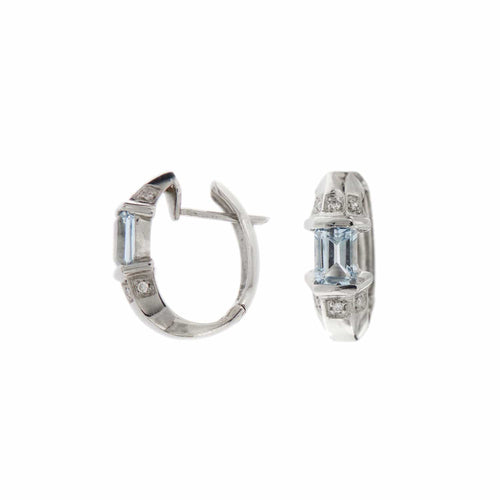 Boucles d'oreilles Boucles d'oreilles créoles diamants et aigues-marines 58 Facettes 19103