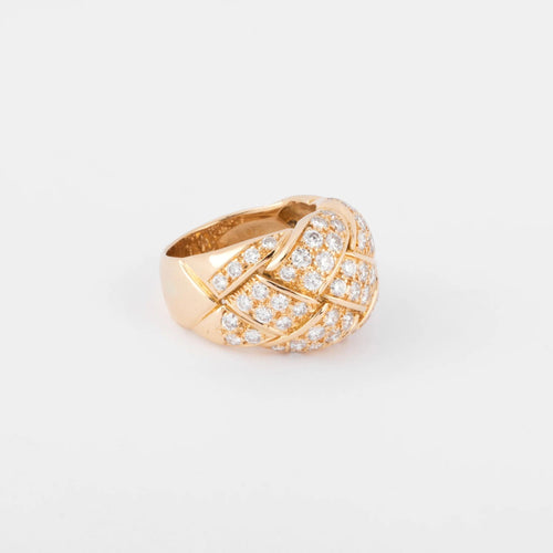 Bague Bague Van Cleef and Arpels motif quadrillage or jaune et diamants 58 Facettes 0