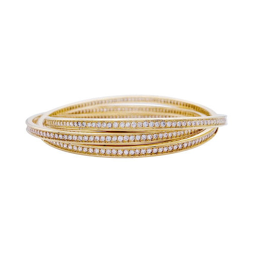 Bracelet Bracelet triple joncs or jaune, diamants. 58 Facettes 32735