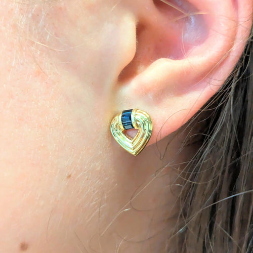 Boucles d'oreilles Boucles d'oreilles Cœur or jaune et saphirs 58 Facettes 27258