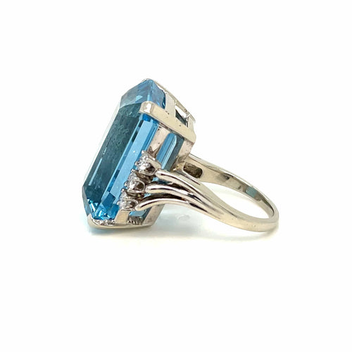 Bague 55 Bague Diamant Aigue-marine 58 Facettes