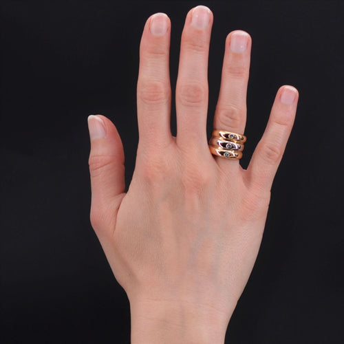 Bague 53 Bague anneaux 2 ors et 3 diamants 58 Facettes 22-004