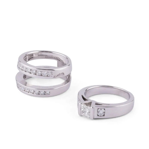 Bague Bague or gris et diamant princesse 58 Facettes 1