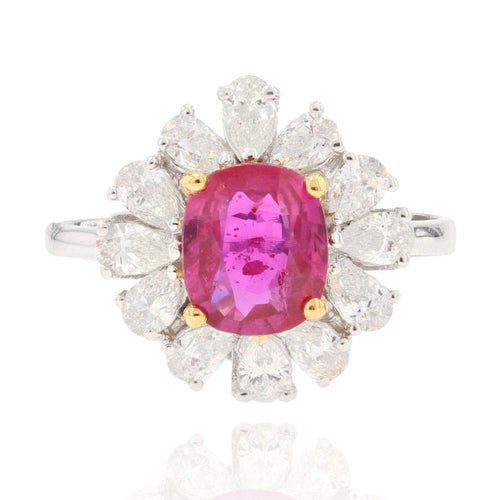 Bague 53 Bague saphir rose et diamants taillés en poire 58 Facettes 22-236