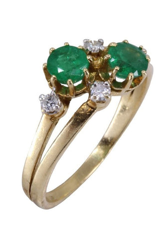 Bague BAGUE TOI ET MOI ÉMERAUDES ET DIAMANTS 58 Facettes 076731
