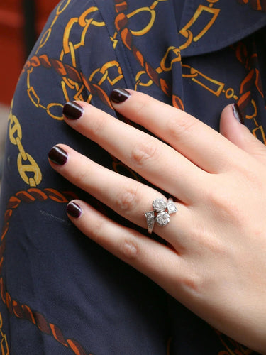 Bague Bague toi et moi vintage en or et diamants 1.6 ct 58 Facettes J4