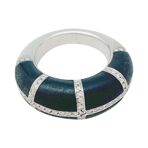 Bague 57 Bague Chaumet, modèle "Anneau", or blanc, diamants et ébène. 58 Facettes 31094