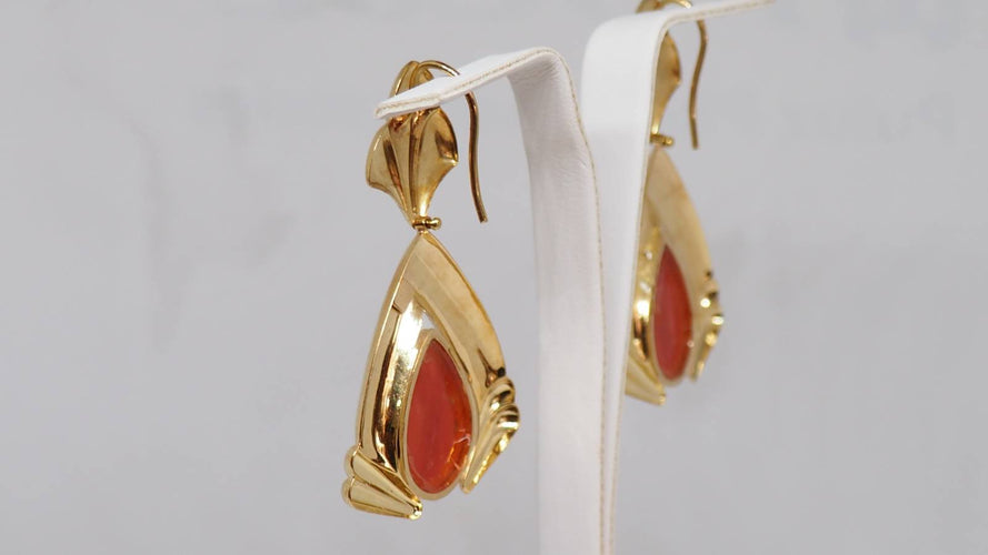 Boucles d'oreilles Boucles d'oreilles or jaune et corail 58 Facettes 29894