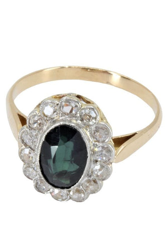 Bague BAGUE MARGUERITE ANCIENNE SAPHIR ET DIAMANTS 58 Facettes 052761