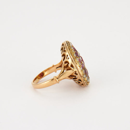 Bague 50.5 Bague Rubis Roses de Diamant, XIXe siècle 58 Facettes